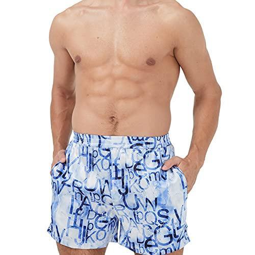 MANSPHIL Men's Silk Print Boxers Shorts, Mulberry Silk Underwear Sleep Shorts Lounge Pajamas with Pocket - SHOP NO2CO2
