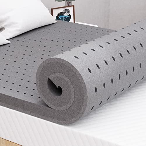 Maxzzz 4 Inch Mattress Topper Queen Size, Firm Bamboo Charcoal Memory Foam Cooling Bed Mattress Topper, Ventilated Mattress Pad CertiPUR-US Certified Plush - SHOP NO2CO2