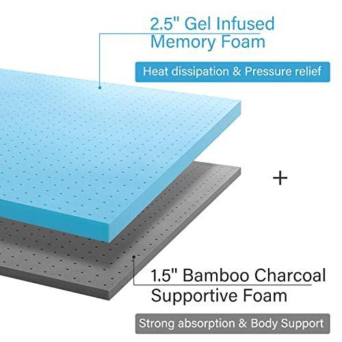 Maxzzz 4 Inch Memory Foam Mattress Topper, Cooling Ventilation Gel Bed Foam, Double Layer Sponge Bed Topper, CertiPUR-US Certified, Queen Size. - SHOP NO2CO2