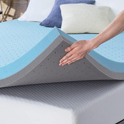 Maxzzz 4 Inch Memory Foam Mattress Topper, Cooling Ventilation Gel Bed Foam, Double Layer Sponge Bed Topper, CertiPUR-US Certified, Queen Size. - SHOP NO2CO2