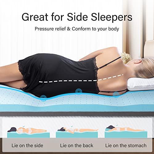 Maxzzz 4 Inch Memory Foam Mattress Topper, Cooling Ventilation Gel Bed Foam, Double Layer Sponge Bed Topper, CertiPUR-US Certified, Queen Size. - SHOP NO2CO2