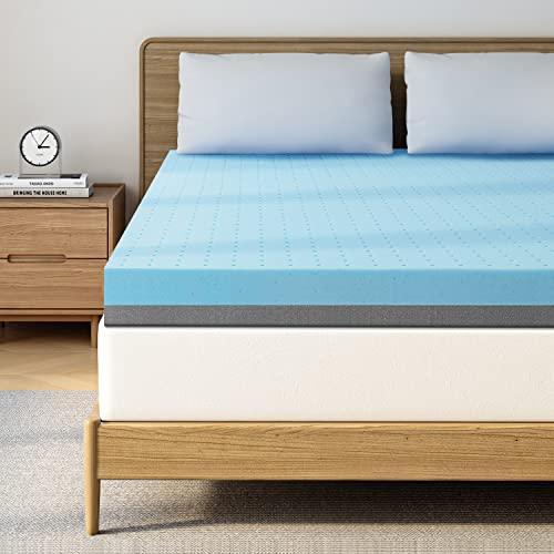 Maxzzz 4 Inch Memory Foam Mattress Topper, Cooling Ventilation Gel Bed Foam, Double Layer Sponge Bed Topper, CertiPUR-US Certified, Queen Size. - SHOP NO2CO2