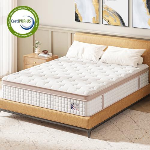 Maxzzz Queen Mattress, 14 Inch Hybrid Mattress in a Box - Gel Memory Foam and Individually Wrapped Pocket Springs mattresses for Support and Pressure Relief - Made in USA - Medium Plush - SHOP NO2CO2