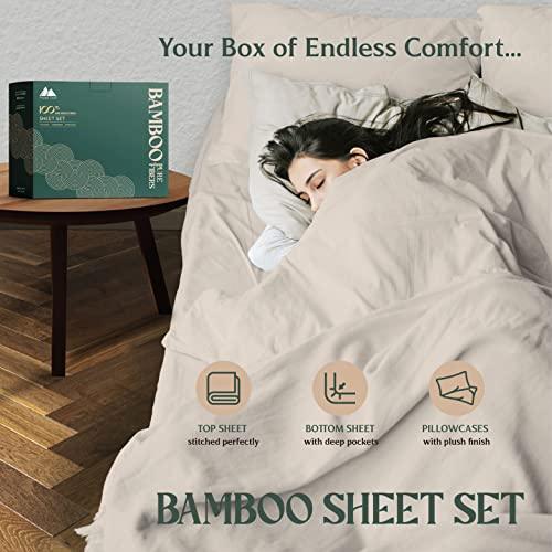 Mayfair Linen Cooling Bamboo Sheet Set, 4 Piece Sheets Set for King Size Bed, with Deep Pocket Fitted Sheet, Soft & Cooling Luxury Sheets, Beige Sheets (King, Beige) - SHOP NO2CO2