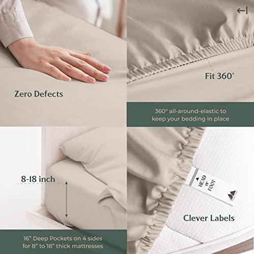 Mayfair Linen Cooling Bamboo Sheet Set, 4 Piece Sheets Set for King Size Bed, with Deep Pocket Fitted Sheet, Soft & Cooling Luxury Sheets, Beige Sheets (King, Beige) - SHOP NO2CO2