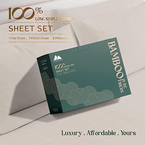 Mayfair Linen Cooling Bamboo Sheet Set, 4 Piece Sheets Set for King Size Bed, with Deep Pocket Fitted Sheet, Soft & Cooling Luxury Sheets, Beige Sheets (King, Beige) - SHOP NO2CO2