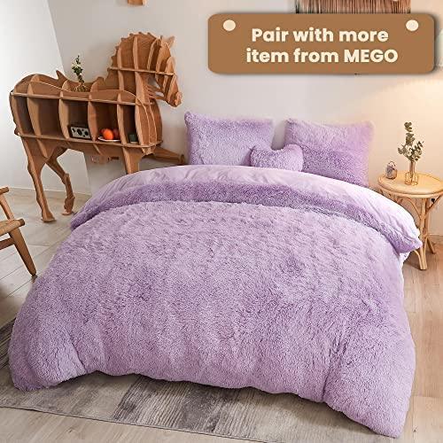 MEGO Fluffy Body Pillow Cover, 20x54 Shaggy Faux Fur Body Pillow Case, Comfy Plush Fuzzy Body Pillowcase, Furry Long Throw Bed Pillow Cover with Zipper for Women Side Sleeper Lavender Light Purple - SHOP NO2CO2