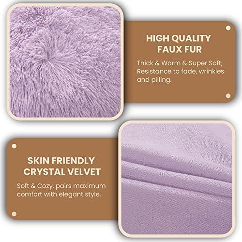 MEGO Fluffy Body Pillow Cover, 20x54 Shaggy Faux Fur Body Pillow Case, Comfy Plush Fuzzy Body Pillowcase, Furry Long Throw Bed Pillow Cover with Zipper for Women Side Sleeper Lavender Light Purple - SHOP NO2CO2