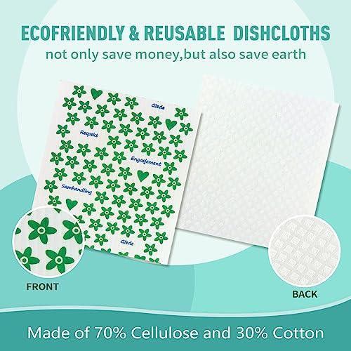 Mektler Swedish Dishcloths for Kitchen, 10 Pack Swedish Dish Towels with Small Flower, Eco Friendly Cellulose Sponge Microfiber Dish Cloths, Biodegradable, Swedish Cloths, Everyday Kitchen Essentials - SHOP NO2CO2