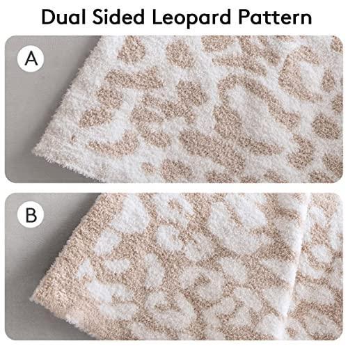 MH MYLUNE HOME Ultra Soft Leopard Throw Blanket (51x63 inches) Khaki Microfiber Blanket Plush Warm Reversible Cheetah Blanket Leopard Pattern Throw for Couch Bed Sofa - SHOP NO2CO2