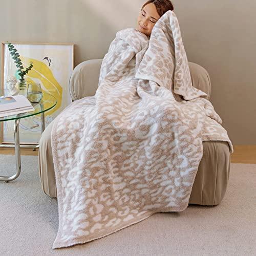 MH MYLUNE HOME Ultra Soft Leopard Throw Blanket (51x63 inches) Khaki Microfiber Blanket Plush Warm Reversible Cheetah Blanket Leopard Pattern Throw for Couch Bed Sofa - SHOP NO2CO2