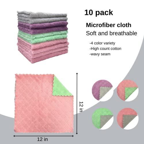 Micro Fiber Cloth Cleaning Pack of 10 – Multipurpose Dish Towels for Drying Dishes Dusting Cloths – Washable and Reusable Kitchen Washcloths for Dishes – Eco-Friendly Highly Absorbent Microfiber Rags - SHOP NO2CO2