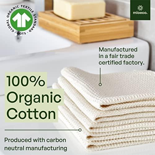 mioeco 10 Pack Kitchen Paper Towels Washable - Super Absorbent Natural Paper Towels - Natural Cotton - Reusable, Paperless Kitchen Dish Cloths - 100% Organic Cotton Dish Towels - SHOP NO2CO2