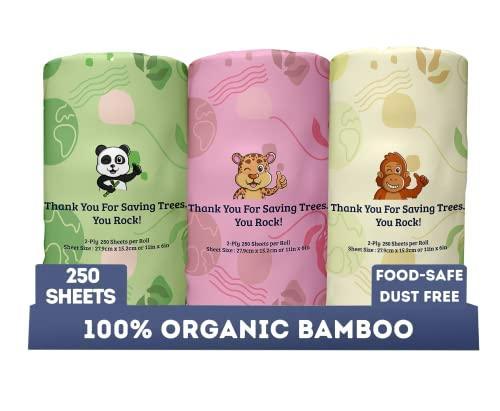 MOTHER EARTH Unbleached Organic Bamboo Paper Towels | 3 Mega Rolls 250 Sheets per Roll | FSC-Certified & Eco-Friendly Paper Towels Made of Sustainable Bamboo - SHOP NO2CO2