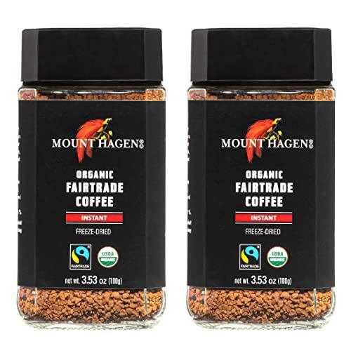 Mount Hagen 3.53oz Organic Freeze Dried Instant Coffee - 2 pack | Eco-friendly Coffee Made From Organic Medium Roast Arabica Beans | Fair-Trade Coffee Instant [2 x 3.53oz Jar] - SHOP NO2CO2