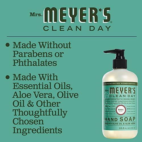 MRS. MEYER'S CLEAN DAY Hand Soap, Made with Essential Oils, Biodegradable Formula, Basil, 12.5 fl. oz - Pack of 11 - SHOP NO2CO2