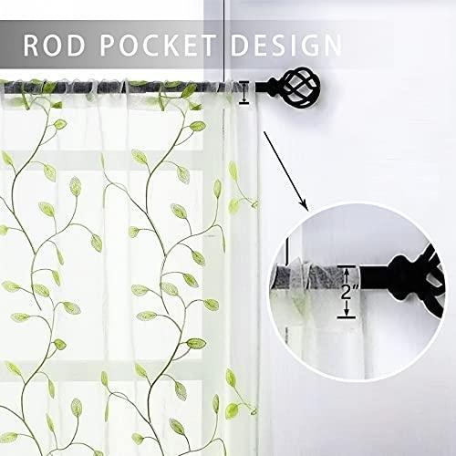 MRTREES Sheer Valance Curtain 54 x 16 inch Leaves Embroidered Sheer Christmas Valances Living Room Window Bedroom Embroidery Rod Pocket Small Window Treatment 1 Panel Green Leaves - SHOP NO2CO2