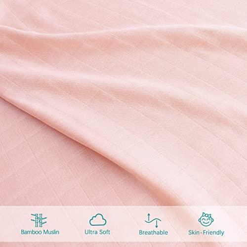 Muslin Bassinet Sheets 2 Pack Fits Halo, Dream on Me, Fisher Price, Delta, Graco and Other Oval Bassinet Mattress or Cradle (16''×32''/17"x32"/20''x33''), Bassinet Sheets for Boys & Girls, Grey & Pink - SHOP NO2CO2