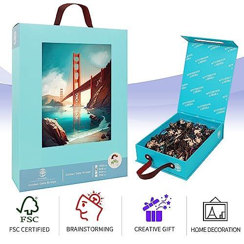 Mys Aurora Wooden Jigsaw Puzzles, Golden Gate Bridge 200 Piece Wooden Puzzles in San Francisco, Unique Shaped Wooden Puzzle for Adults and Kids Toy Game 8.7 x 12.6 Inch - SHOP NO2CO2