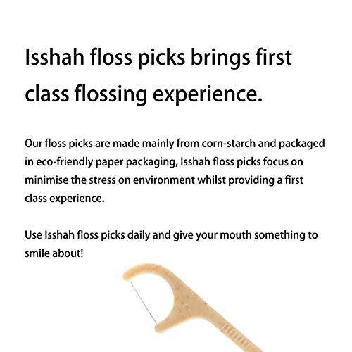 Natural Dental Floss Picks - 200 Count - BPA Free, Vegan, Sustainable, Eco Friendly, Natural Dental Flossers by Isshah (Mint) - SHOP NO2CO2