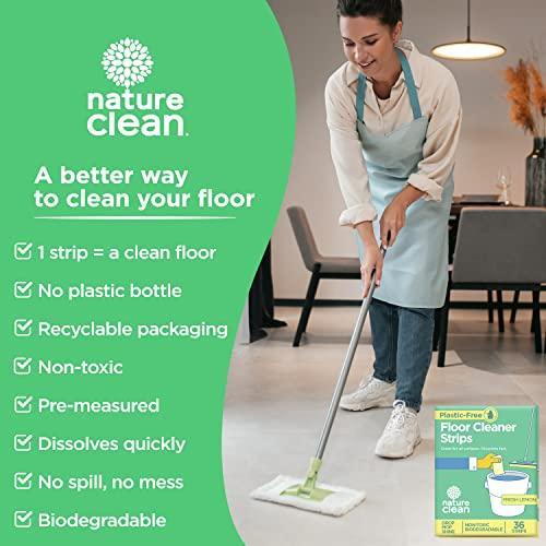 Nature Clean All Natural Wood Floor Cleaner for Mopping 36 Strips, Plastic-Free Packaging & Non-Toxic To Use On Hardwood Laminate Ceramic Tile Linoleum Vinyl Marble Bamboo. Eco-Friendly Biodegradable - SHOP NO2CO2