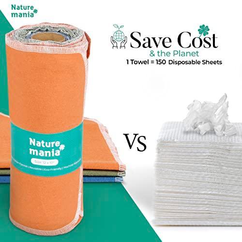 Naturemania Value Pack of 24 Reusable Paper Towels - Paperless Towels made with Super-Soft, Pure Absorbent 100% Cotton, Washable Towel Set for Kitchen, Eco Friendly Cloth - SHOP NO2CO2