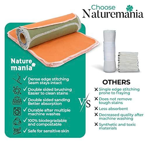 Naturemania Value Pack of 24 Reusable Paper Towels - Paperless Towels made with Super-Soft, Pure Absorbent 100% Cotton, Washable Towel Set for Kitchen, Eco Friendly Cloth - SHOP NO2CO2