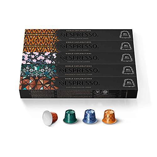 Nespresso Capsules OriginalLine, Morning Lungo Blends Variety Pack, Mild, Medium, and Dark Roast Coffee, 50 Count Espresso Coffee Pods, Brews 3.7 Ounce (ORIGINALLINE ONLY) - SHOP NO2CO2