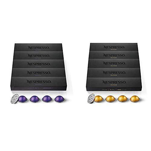 Nespresso Capsules VertuoLine, Altissio, Medium Roast Espresso Coffee, 50 Count Coffee Pods, 1.35oz & Capsules VertuoLine, Voltesso, Mild Roast Espresso Coffee, 50 Count Coffee Pods, Brews 1.35oz - SHOP NO2CO2