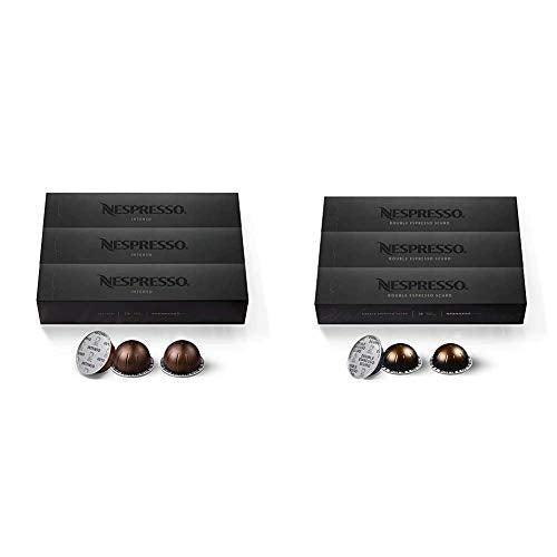 Nespresso Capsules VertuoLine, Intenso, Dark Roast Coffee, 30 Count Coffee Pods, Brews 7.8oz & Capsules VertuoLine, Double Espresso Scuro, Dark Roast Espresso Coffee, 30 Count Coffee Pods, 2.7oz - SHOP NO2CO2