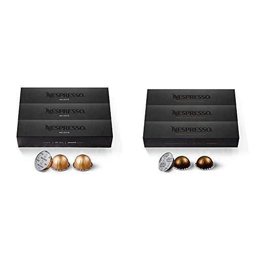 Nespresso Capsules VertuoLine, Melozio, Medium Roast Coffee, 30 Count Coffee Pods, Brews 7.8oz & Capsules VertuoLine, Double Espresso Chiaro,Medium Roast Espresso Coffee, Coffee Pods, 30 Count - SHOP NO2CO2