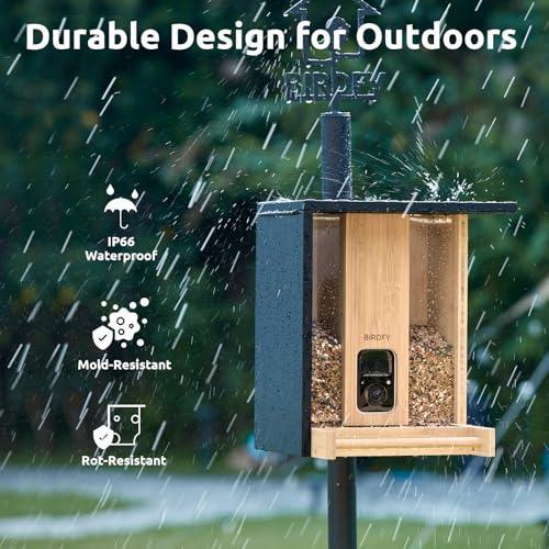 NETVUE Birdfy AI - Upgraded Smart Bird Feeder with Camera Solar Powered, Free AI Identify 6000+ Bird Species & Motion Detection, Eco-friendly & Renewable Bamboo Wood Camera, Ideal Gift for Bird Lovers - SHOP NO2CO2