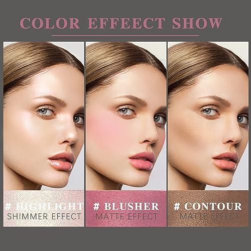 NewBang 3 Pcs Cream Blush Contour Highlighter Stick for Cheeks Eyes Lips Lightweight Dewy Finish Blush Stick Waterproof Long Lasting Contour Stick Trio Wand Face Makeup Set for Girls and Women (2+5+6) - SHOP NO2CO2