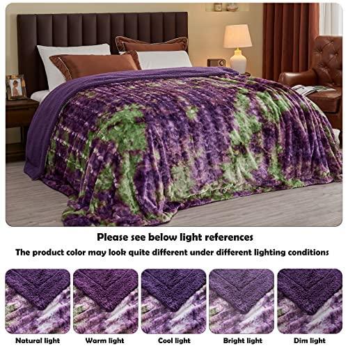 NEWCOSPLAY Super Soft Faux Fur Throw Blanket for Couch Purple Green Sherpa Fuzzy Plush Warm Blanket for Sofa Bed (Purple Green, Throw(50"x60")) - SHOP NO2CO2