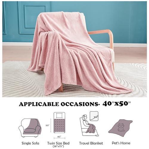 NEWCOSPLAY Super Soft Throw Blanket Dusty Pink Premium Silky Flannel Fleece Leaves Pattern Lightweight Bed Blanket All Season Use (Dusty Pink, Throw(40"x50")) - SHOP NO2CO2