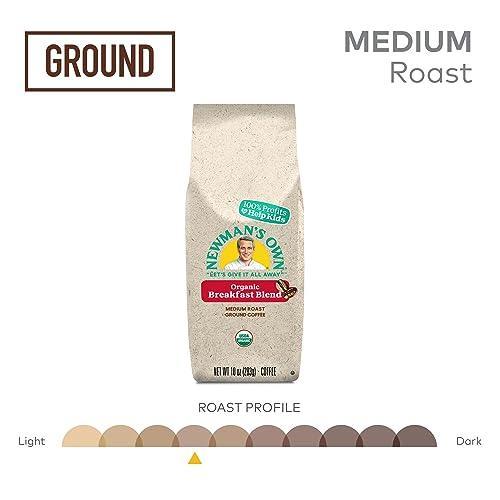 Newman's Own Organics Breakfast Blend, Ground Coffee, Fair Trade Certified, Medium Roast, Bagged 10oz - SHOP NO2CO2