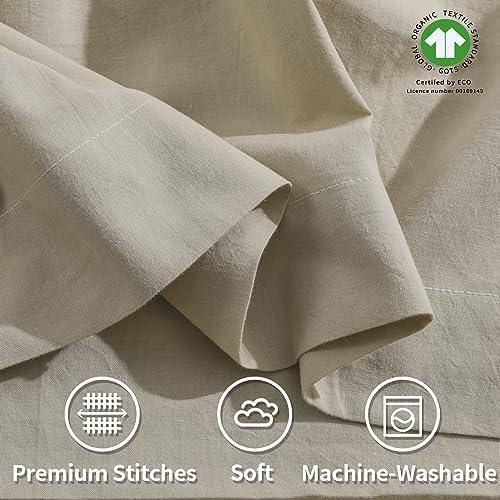 NEXHOME PRO 100% Organic Cotton Queen Pillowcases Set of 2, Envelope Closure Linen Feel Textured Natural, Soft and Durable, Premium Cooling Pillow Cases for Bed (20x30 inch, Linen) - SHOP NO2CO2