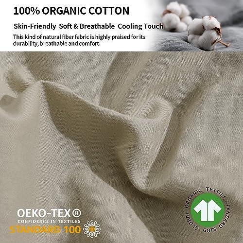 NEXHOME PRO 100% Organic Cotton Queen Pillowcases Set of 2, Envelope Closure Linen Feel Textured Natural, Soft and Durable, Premium Cooling Pillow Cases for Bed (20x30 inch, Linen) - SHOP NO2CO2