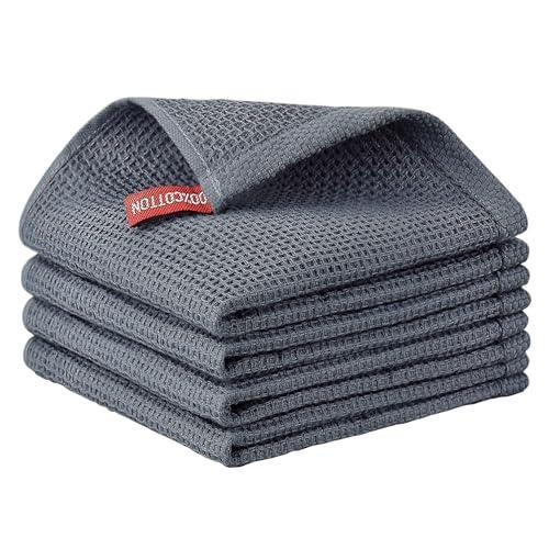 Nialnant 4 Pack Dish Cloths for Washing Dishes,Waffle Weave Dish Towels,Super Soft Absorbent Cleaning Rags for Washing Dishes-12x12 Inch,Dark Gray - SHOP NO2CO2