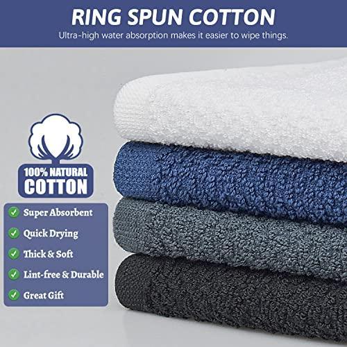 Nialnant Cotton Terry Kitchen Towels,12 x 12 Inches Dish Cloths Set of 8,Super Soft and Absorbent Dish Rags for Cleaning - Navy Blue Plaid - SHOP NO2CO2