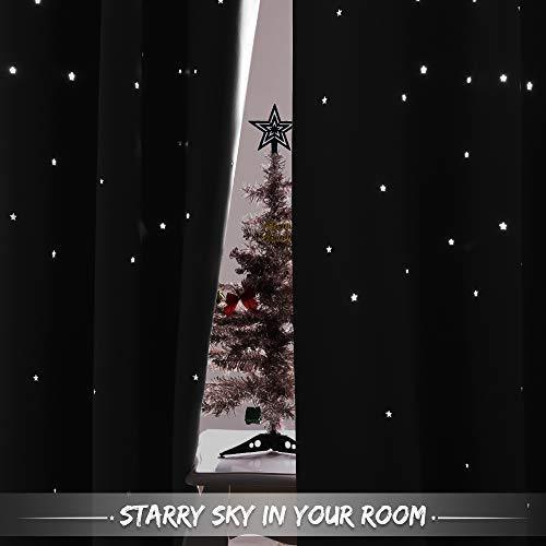 NICETOWN Children Blue Blackout Curtain - Hollow Star Space Inspired Night Sky Twinkle Christmas Star Curtain, Window Drape for Bedroom (1 Panel, 52 x 63 inches Panel, Navy Blue) - SHOP NO2CO2