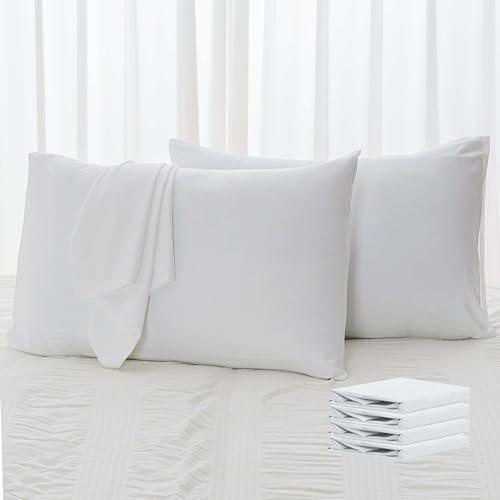 NiNi ALL Bedding Queen Pillow Cases 4 Pack 100% Brushed Microfiber White Pillowcases Soft & Breathable All Seasons Pillow Covers with Envelope Closure for Women Men, Queen Size 20x30 Inches - SHOP NO2CO2