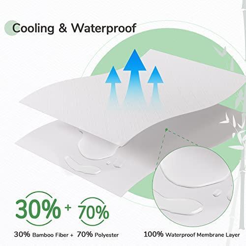 Novilla 100% Waterproof Queen Mattress Protector, Cooling Bamboo Mattress Cover Queen Size, Ultra Soft Noiseless Washable Mattress Pad Cover with Deep Pocket Up to 18 Inch - SHOP NO2CO2