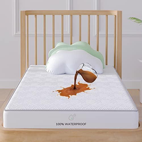 Novilla Bamboo Fiber Waterproof Crib Mattress Protector, Skin-Friendly Crib Mattress Cover Ultra Soft Washable Cooling Mattress Pad Cover for Crib Bed, Fits Up to 9" Depth - SHOP NO2CO2