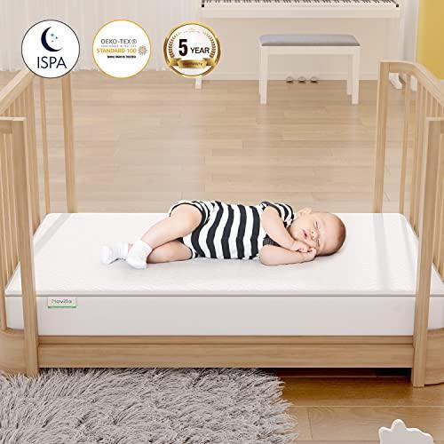 Novilla Bamboo Fiber Waterproof Crib Mattress Protector, Skin-Friendly Crib Mattress Cover Ultra Soft Washable Cooling Mattress Pad Cover for Crib Bed, Fits Up to 9" Depth - SHOP NO2CO2