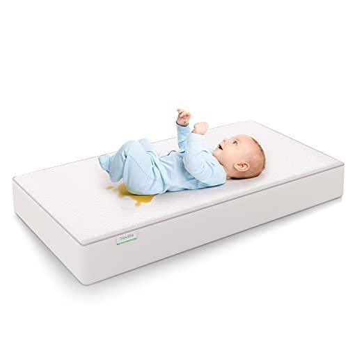 Novilla Bamboo Fiber Waterproof Crib Mattress Protector, Skin-Friendly Crib Mattress Cover Ultra Soft Washable Cooling Mattress Pad Cover for Crib Bed, Fits Up to 9" Depth - SHOP NO2CO2