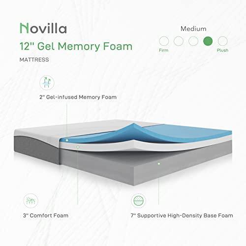 Novilla Twin Mattress, 12-Inch Gel Memory Foam Mattress for Cool Sleep, Pressure Relieving, Matrress-in-a-Box, CertiPUR-US Certified,Medium Plush - SHOP NO2CO2