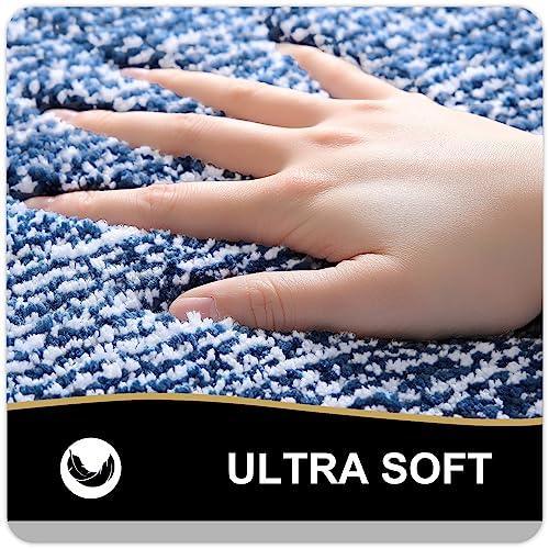 OLANLY Bathroom Rugs 30x20, Extra Soft and Absorbent Microfiber Bath Mat, Non-Slip, Machine Washable, Quick Dry Shaggy Bath Carpet, Suitable for Bathroom Floor, Tub, Shower (Navy and White) - SHOP NO2CO2