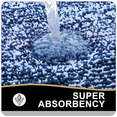 OLANLY Bathroom Rugs 30x20, Extra Soft and Absorbent Microfiber Bath Mat, Non-Slip, Machine Washable, Quick Dry Shaggy Bath Carpet, Suitable for Bathroom Floor, Tub, Shower (Navy and White) - SHOP NO2CO2