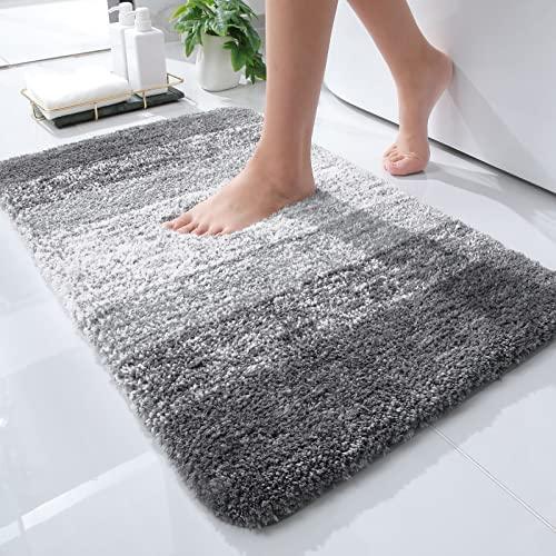 OLANLY Luxury Bathroom Rugs Mat 30x20, Extra Soft and Absorbent Microfiber Bath Rugs, Non-Slip Plush Shaggy Bath Carpet, Machine Wash Dry, Bath Mat for Bathroom Floor, Tub and Shower, Grey - SHOP NO2CO2